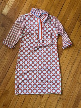 Gretchen Scott Designs Orange and White Geometric Tunic Dress